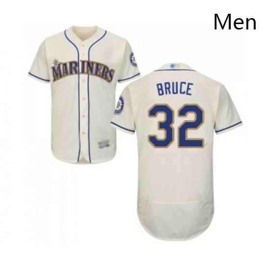 Mens Seattle Mariners 32 Jay Bruce Cream Alternate Flex Base Authentic Collection Baseball Jersey